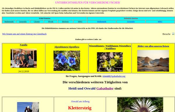 Vorschau von gabathuler.org, Unterrichtshilfen für verschiedene Fächer