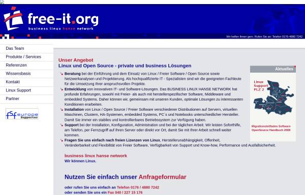 Vorschau von free-it.org, Business Linux Hanse Network