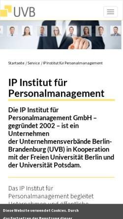 Vorschau der mobilen Webseite www.ip-institut.de, IP Institut für Personalmanagement GmbH