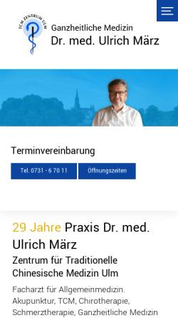 Vorschau der mobilen Webseite www.akupunktur-ulm.de, Dr. med. Ulrich März