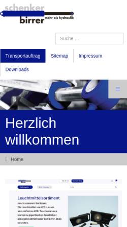 Vorschau der mobilen Webseite www.birrer-hydraulik.ch, Birrer Hydraulik AG