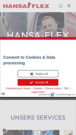 Vorschau der mobilen Webseite www.hansa-flex.com, Hansa-Flex AG