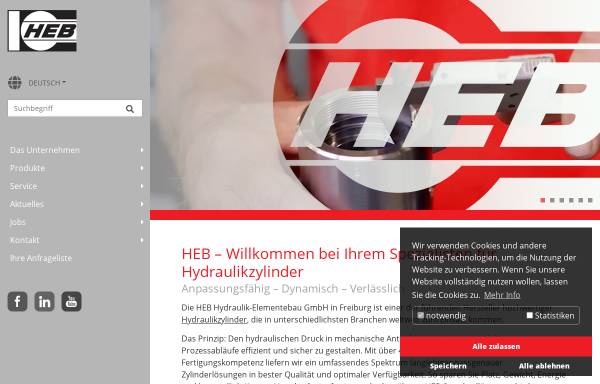 Vorschau von www.heb-zyl.com, HEB Hydraulik-Elementebau GmbH