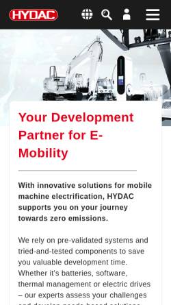 Vorschau der mobilen Webseite www.hydac.com, HYDAC Technology GmbH