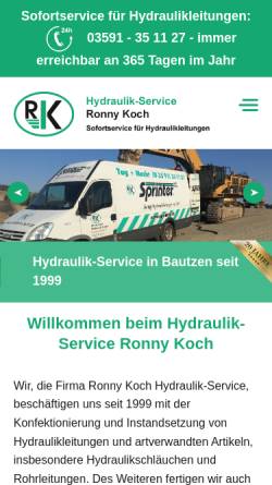 Vorschau der mobilen Webseite www.hydraulik-koch.de, Hydraulik-Service Ronny Koch