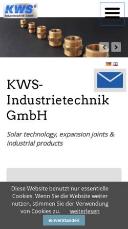 Vorschau der mobilen Webseite www.kws-industrietechnik.de, KWS-Industrietechnik GmbH