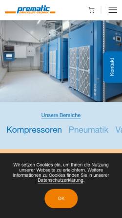 Vorschau der mobilen Webseite www.prematic.ch, Prematic AG - Drucklufttechnik