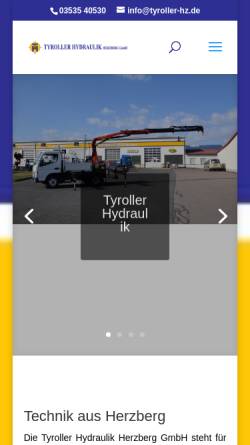 Vorschau der mobilen Webseite tyrollerhz.de, Tyroller Hydraulik Herzberg GmbH