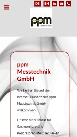 Vorschau der mobilen Webseite www.ppm-mt.com, PPM Messtechnik, Inh. Horst König