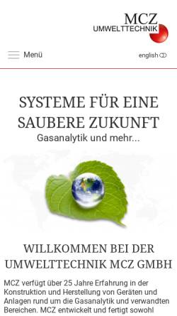 Vorschau der mobilen Webseite www.mcz.de, Umwelttechnik MCZ GmbH