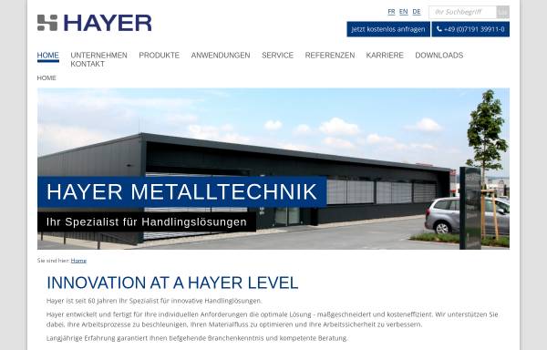 Vorschau von www.hayer-metalltechnik.de, Hayer Metalltechnik, Inh. Gerhard Hayer