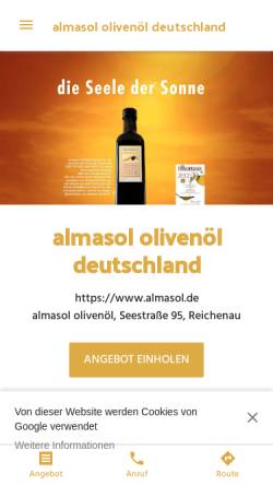 Vorschau der mobilen Webseite almasol-olivenoel.business.site, Almasol Olivenöl Deutschland, Carlos Salazar-Wulff