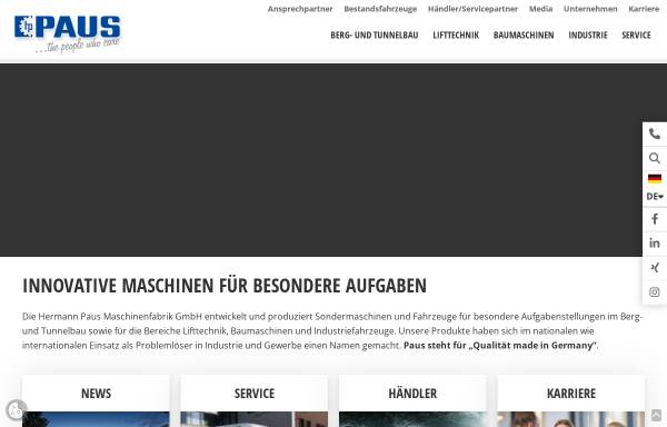 Vorschau von www.paus.de, Hermann Paus Maschinenfabrik GmbH
