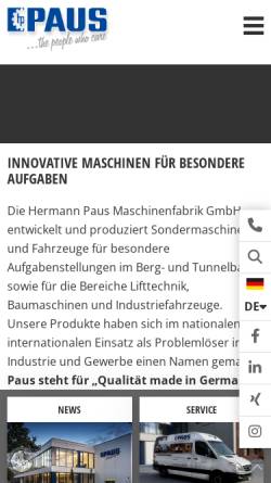 Vorschau der mobilen Webseite www.paus.de, Hermann Paus Maschinenfabrik GmbH