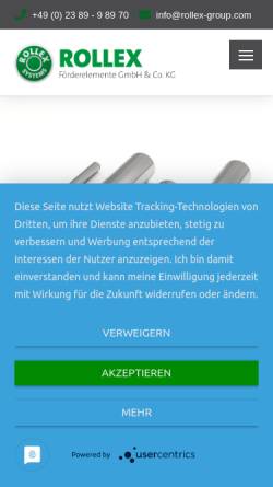 Vorschau der mobilen Webseite www.rollex.de, Rollex Förderelemente GmbH & Co. KG