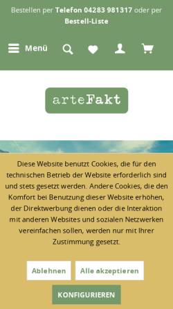 Vorschau der mobilen Webseite www.artefakt.eu, ArteFakt Handelsagentur für Erzeuger-Verbraucher-Ideen GmbH