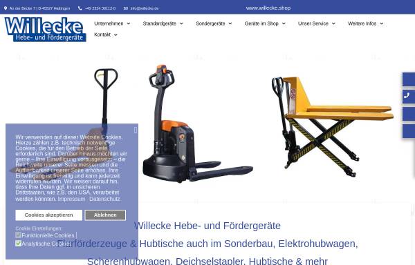 Vorschau von www.willecke.de, Willecke Hebe- und Fördergeräte GmbH