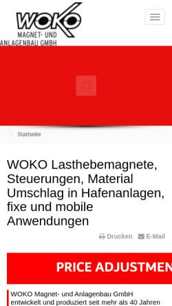 Vorschau der mobilen Webseite www.woko.de, WOKO Magnet- und Anlagenbau GmbH