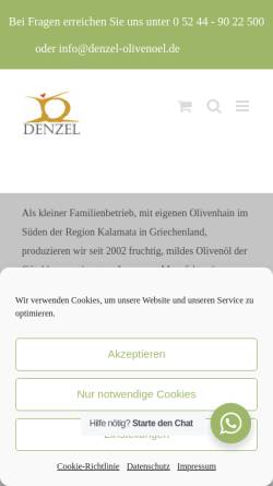 Vorschau der mobilen Webseite www.denzel-olivenoel.de, Denzel Olivenöl, Nicole Denzel
