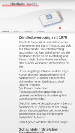 Vorschau der mobilen Webseite www.zhsiegel.de, Zündholz-Siegel