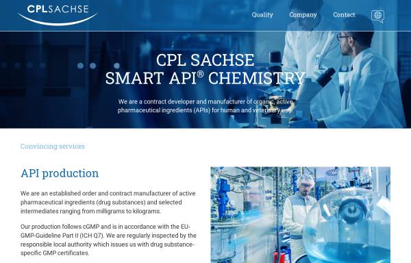 Vorschau von www.cpl-sachse.de, CPL Sachse Chemisch-pharmazeutisches Labor Rolf Sachse GmbH