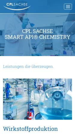 Vorschau der mobilen Webseite www.cpl-sachse.de, CPL Sachse Chemisch-pharmazeutisches Labor Rolf Sachse GmbH