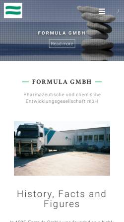 Vorschau der mobilen Webseite formula-pharma.de, Formula Pharma Pharmazeutische und chemische Entwicklungsges. mbH