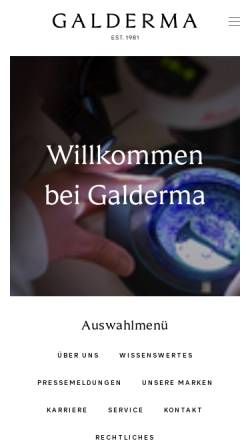 Vorschau der mobilen Webseite www.galderma.de, Galderma Laboratorium GmbH