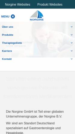 Vorschau der mobilen Webseite www.norgine.de, Norgine GmbH