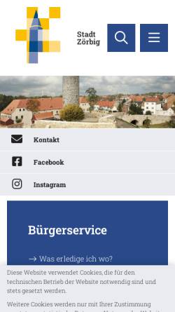 Vorschau der mobilen Webseite www.stadt-zoerbig.de, Stadt Zörbig