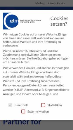 Vorschau der mobilen Webseite www.etm-international.de, ETM Engineering Technologie Marketing GmbH