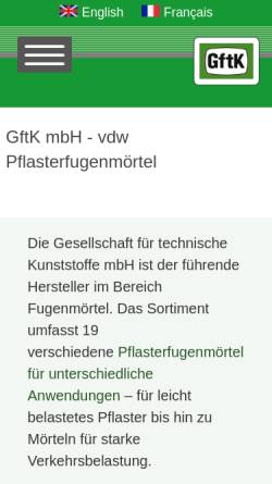 Vorschau der mobilen Webseite www.gftk-info.de, Gesellschaft für technische Kunststoffe Gebr. von der Wettern mbH