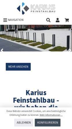 Vorschau der mobilen Webseite www.karius-feinstahlbau.de, Karius Feinstahlbau GmbH