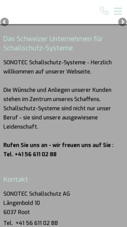 Vorschau der mobilen Webseite www.sonotec-schallschutz.ch, Sonotec Schallschutz AG
