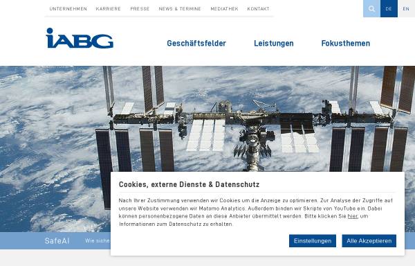 Vorschau von www.iabg.de, IABG Industrieanlagen-Betriebsgesellschaft mbH