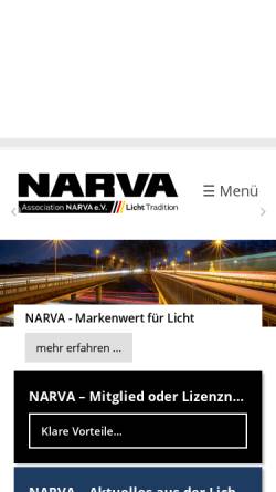 Vorschau der mobilen Webseite www.narva.de, Warenzeichenverband NARVA e.V.