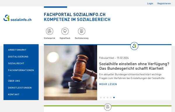 Vorschau von www.sozialinfo.ch, Das Internetportal für das Schweizer Sozialwesen