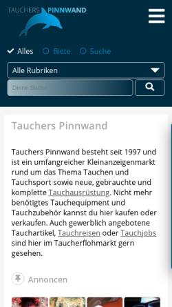 Vorschau der mobilen Webseite www.tauchers-pinnwand.de, Tauchers Pinnwand