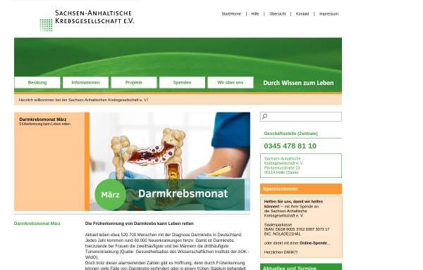 Vorschau von sakg.de, Sachsen-Anhaltische Krebsgesellschaft e.V.