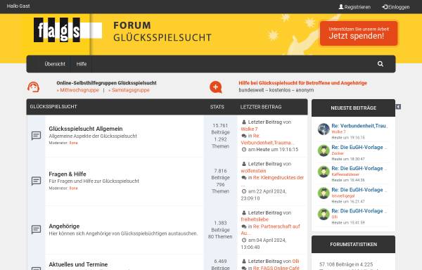 Vorschau von www.forum-gluecksspielsucht.de, Forum Glücksspielsucht