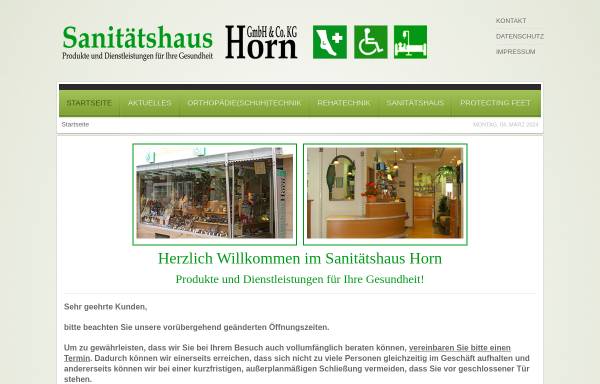 Vorschau von www.sanitaetshaus-horn.de, Sanitätshaus Gerhard Horn