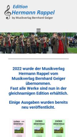 Vorschau der mobilen Webseite www.musikverlag-rappel.de, Musikverlag Rappel