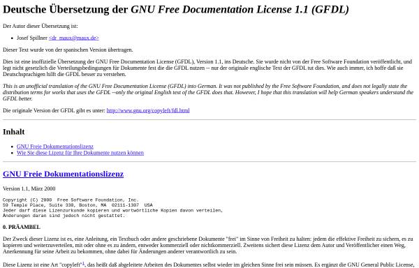 GNU Free Documentation License 1.1 (GFDL)