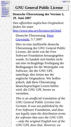 Vorschau der mobilen Webseite www.gnu.de, GNU General Public License - GNU GPL