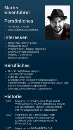 Vorschau der mobilen Webseite www.eisenfuehrer.de, Eisenführer, Martin und Sandra