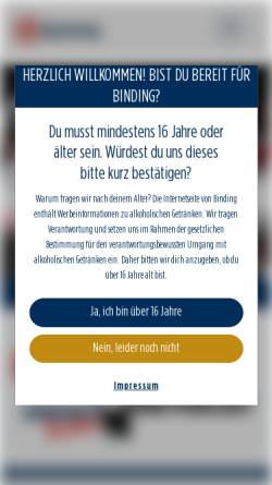 Vorschau der mobilen Webseite www.binding.de, Binding Brauerei AG
