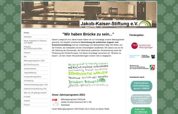 Vorschau von www.jakob-kaiser.de, Jakob-Kaiser-Stiftung e.V.