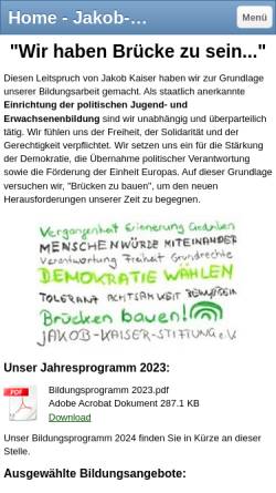 Vorschau der mobilen Webseite www.jakob-kaiser.de, Jakob-Kaiser-Stiftung e.V.