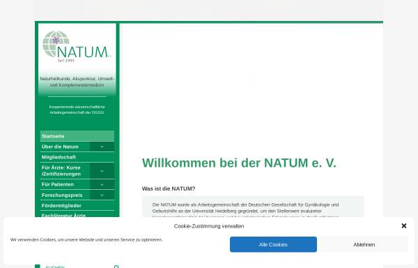 Vorschau von www.natum.de, Naturheilkunde, Akupunktur und Umweltmedizin in der Frauenheilkunde