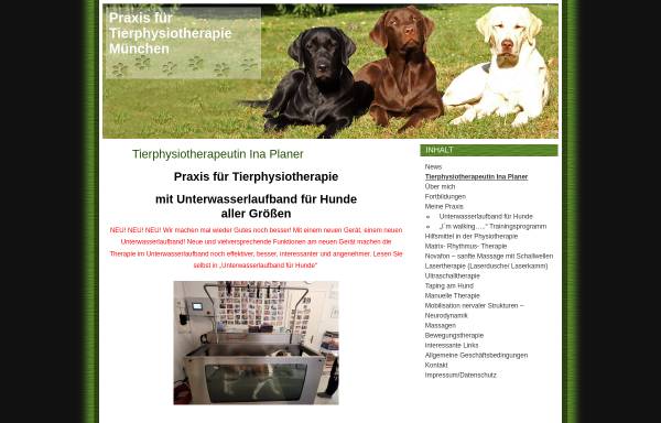 Vorschau von www.tierphysiotherapie-planer.de, Praxis für Tierphysiotherapie Ina Planer